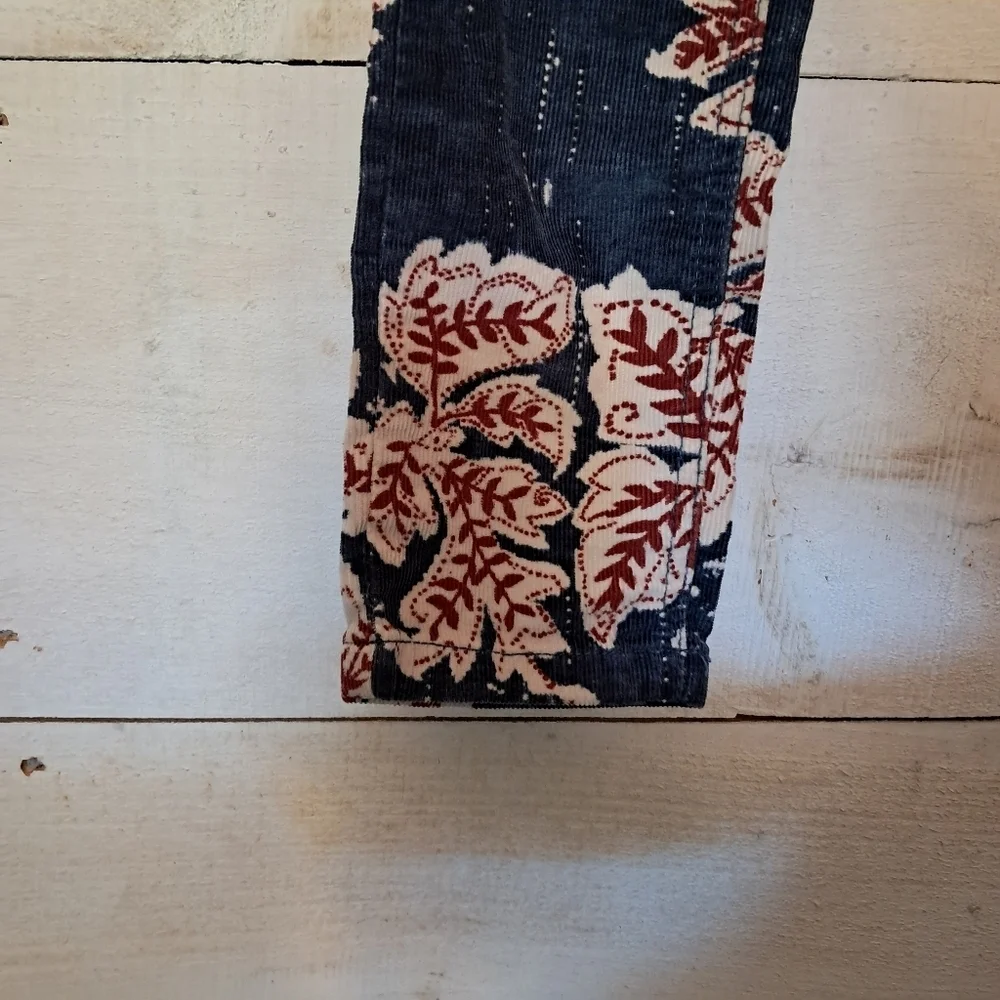 Free People Womens Blue White Red Floral Corduroy Skinny Pants Size 24